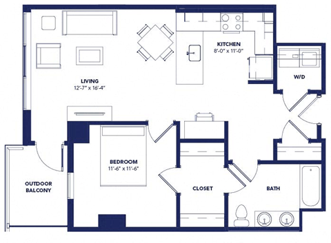 1 bed 1 bath F at Two Twelve Clayton Apartments, Clayton 63105